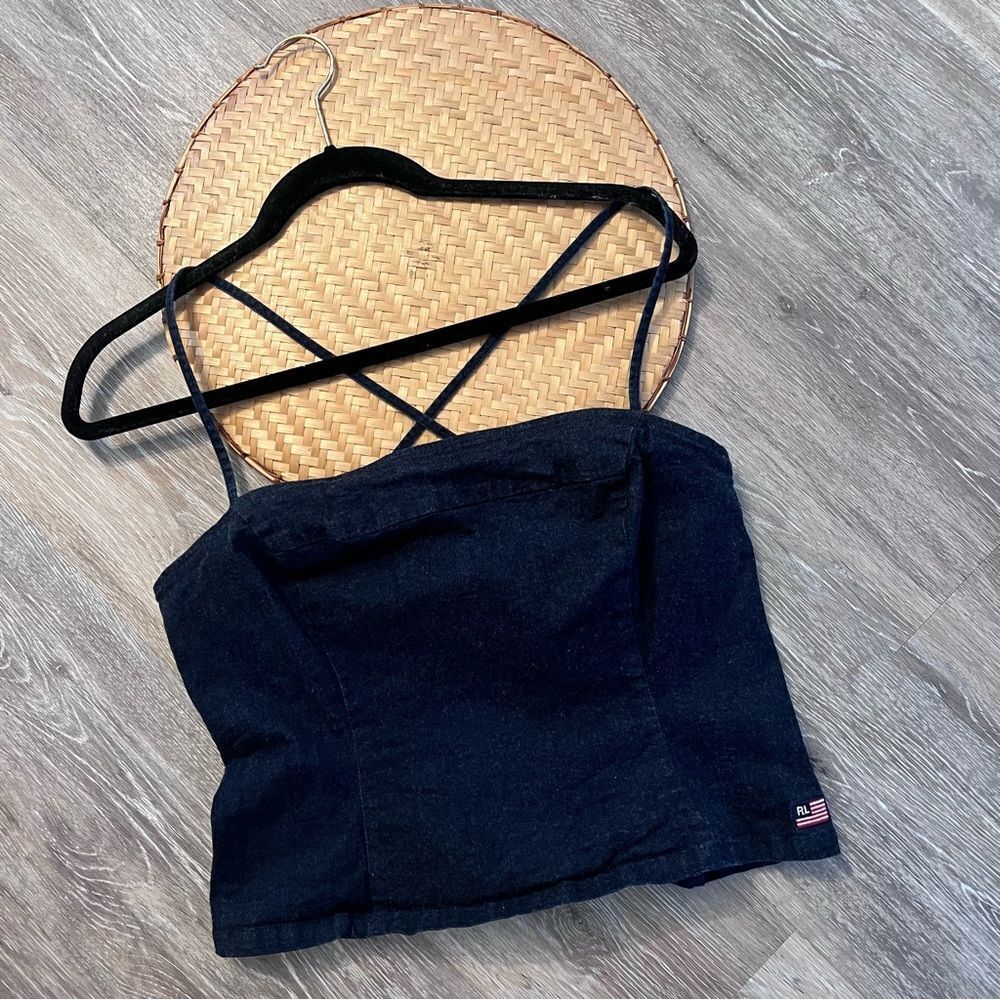 Vintage Y2K polo Ralph Lauren denim strappy cropped tank Britney Justin 2002